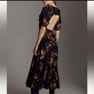 REFORMATION NWT Evra Floral Print Backless Midi Dress 6 Ruffle